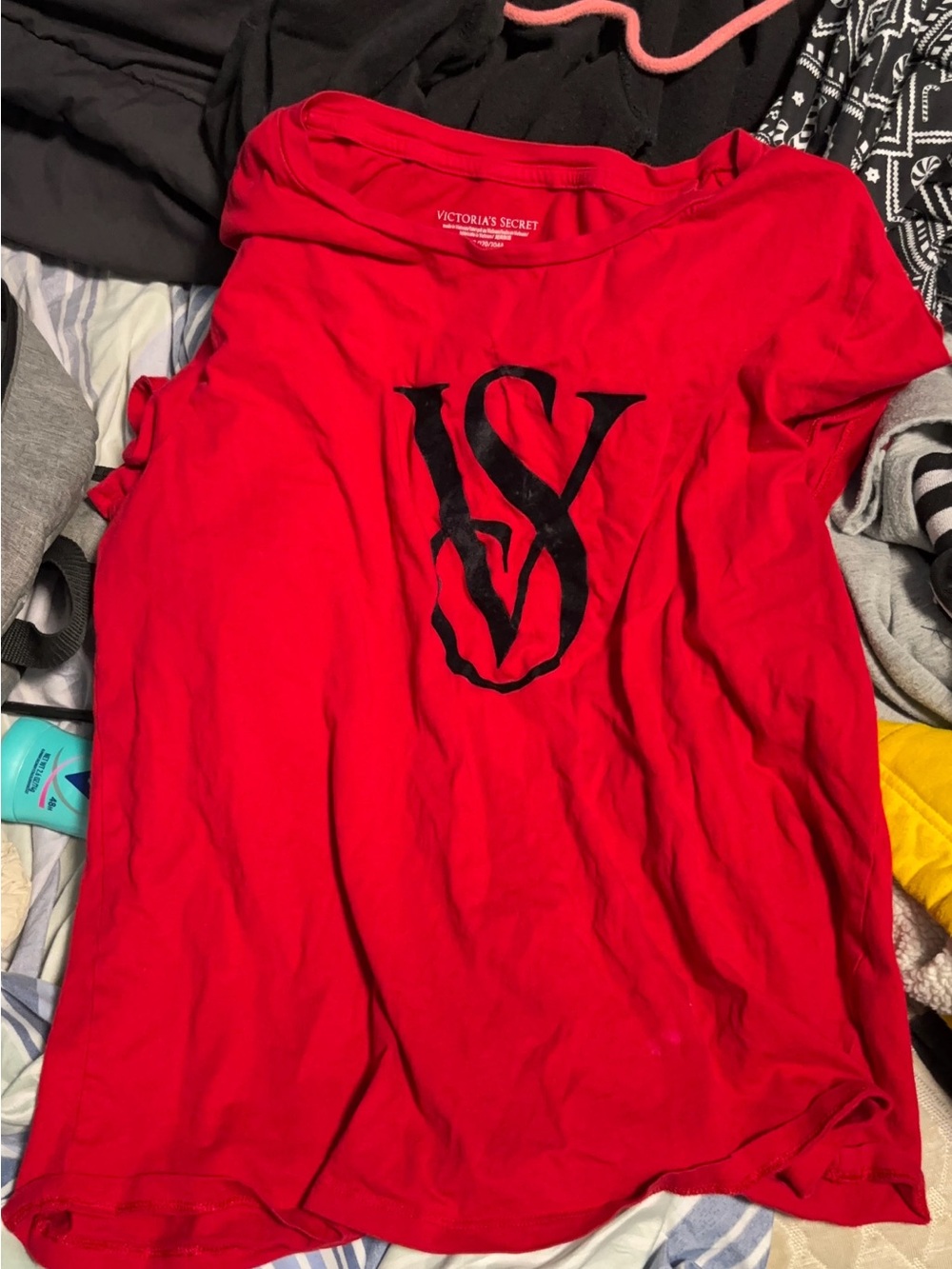 Victoria's Secret Red Tee with Black VS Emblem